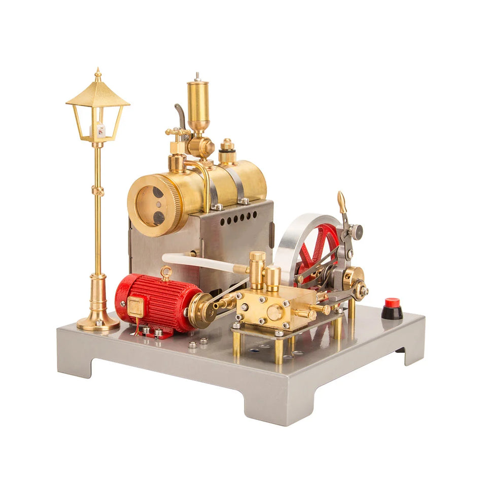 Retrol SE-02-Kit Metal Horizontal Stationary Steam Engine Model Kit with Generator and Street Lamp