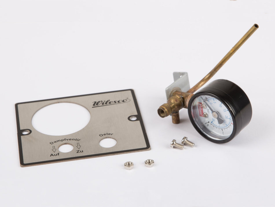 Wilesco 01532 Manometer thread M6, diam. 35 mm, connecting tube and control panel for soldering
 for Wilesco D 24
