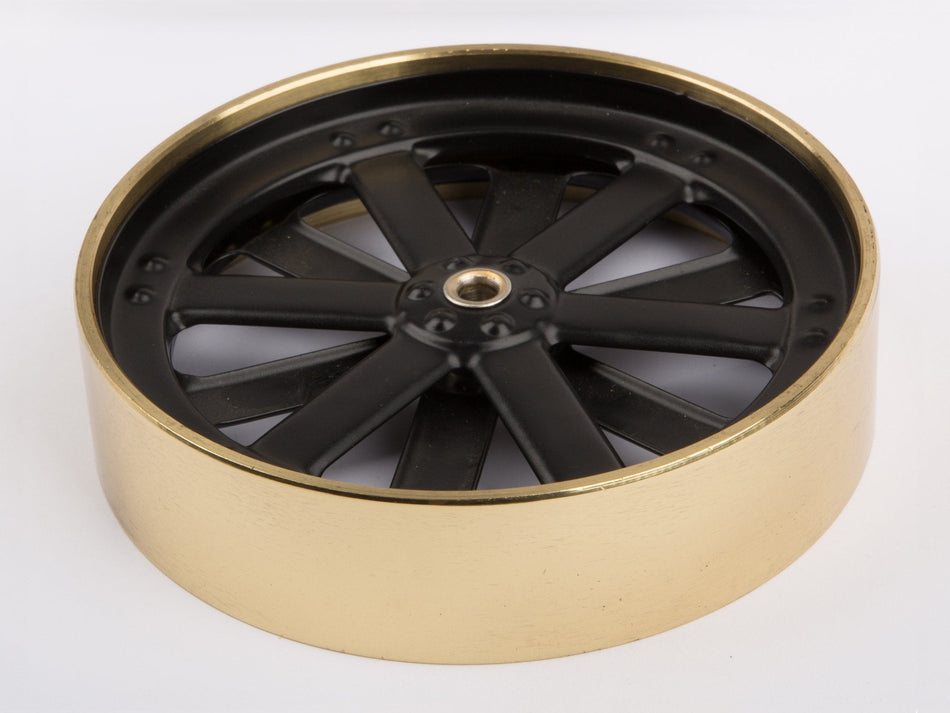 Wilesco 01715 Wheel, rear, 100 mm diameter, black/brass for Wilesco D 366, 396